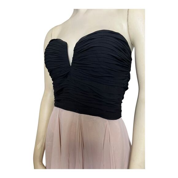 Arden B Strapless Women’s Dress Medium Black Pink High Low Chiffon Ruffle Hem - Picture 3 of 11